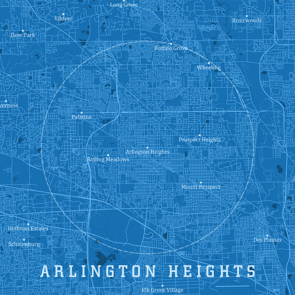 Map of the Arlington Heights area