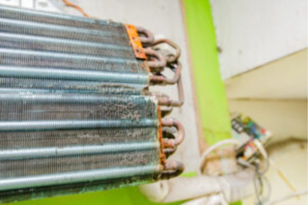 Clogged and dirty heat pump coils